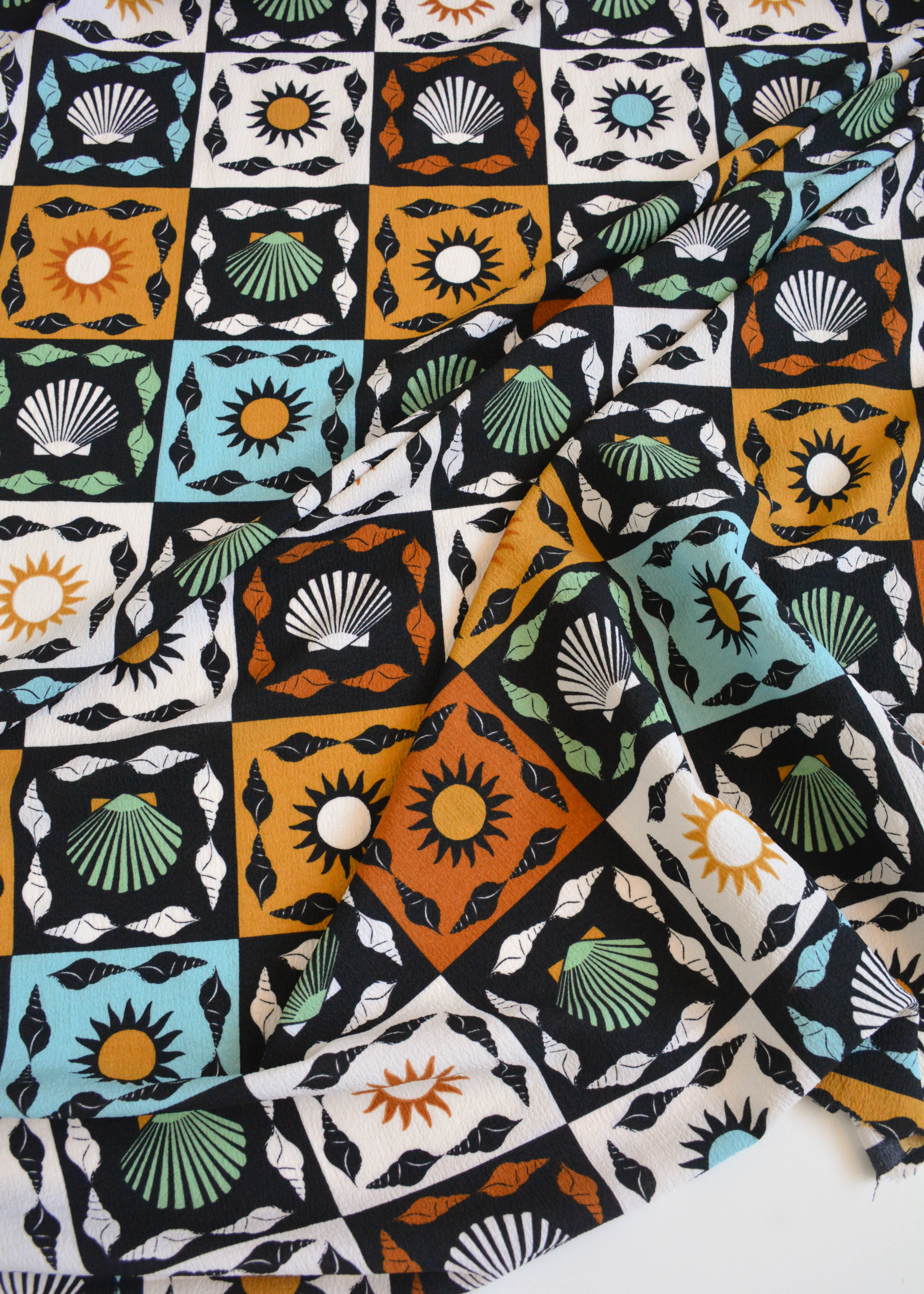 Seashell Squares Fabric