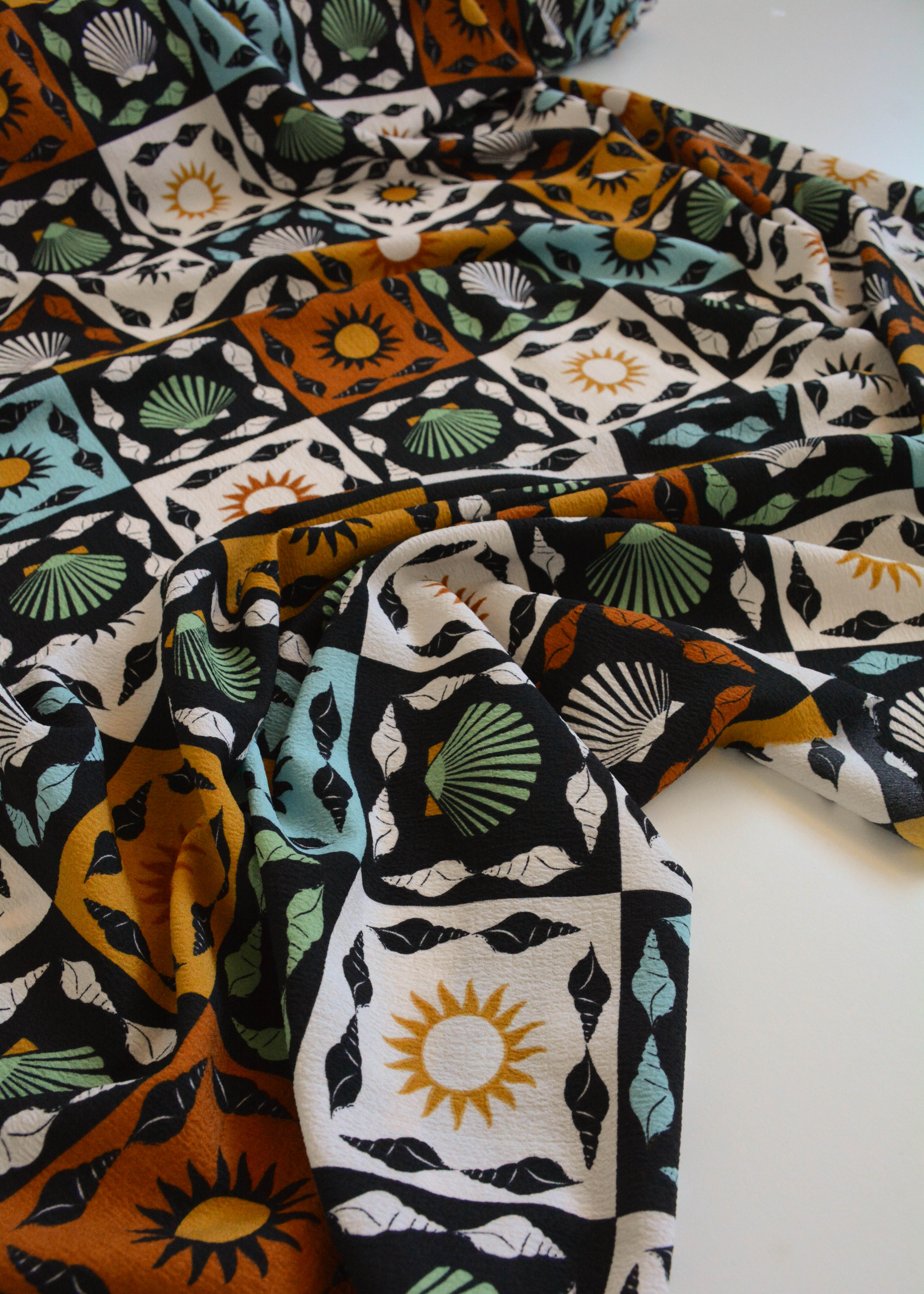 Seashell Squares Fabric