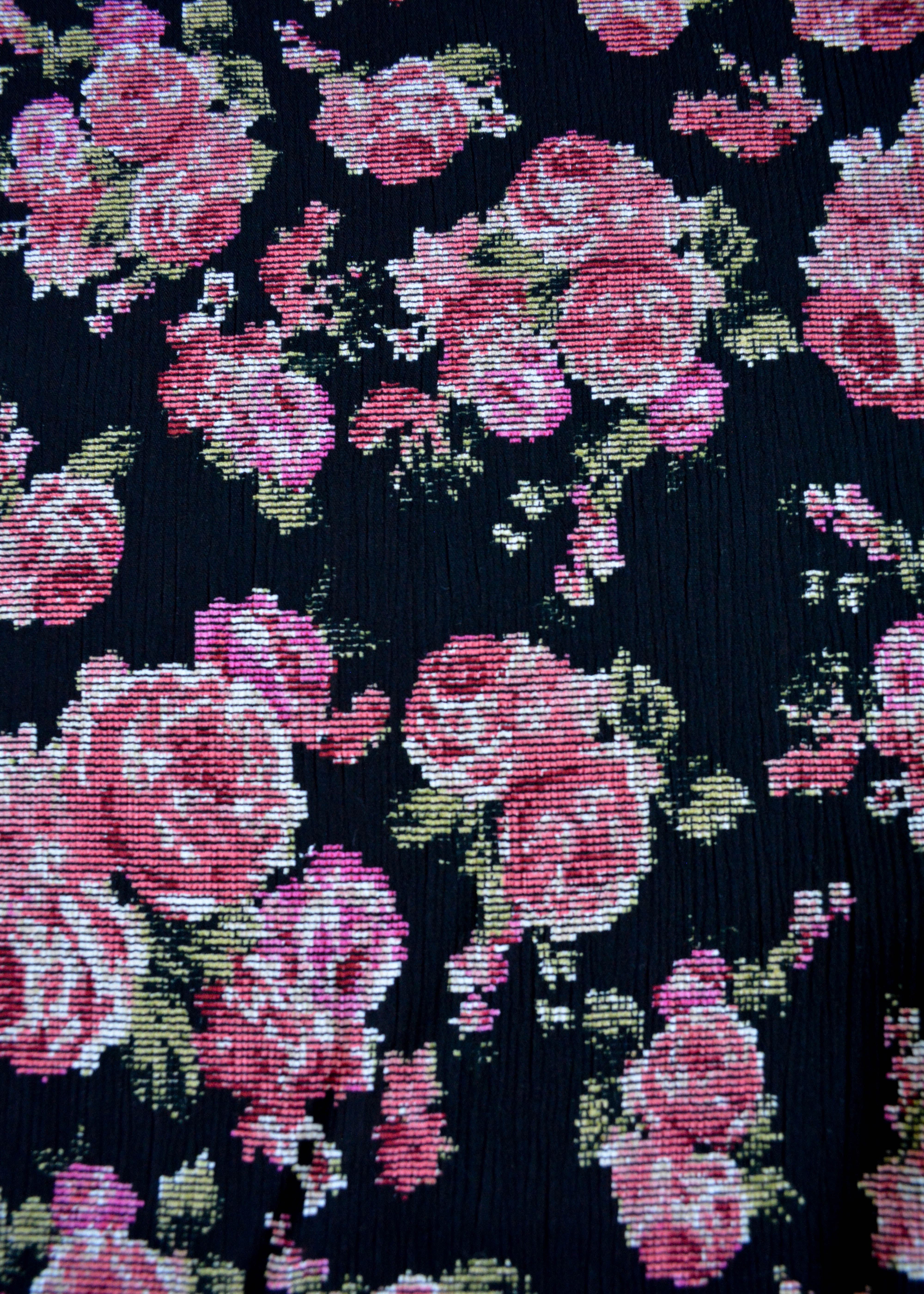 Cross Stitch Rose Crepe Rayon Fabric