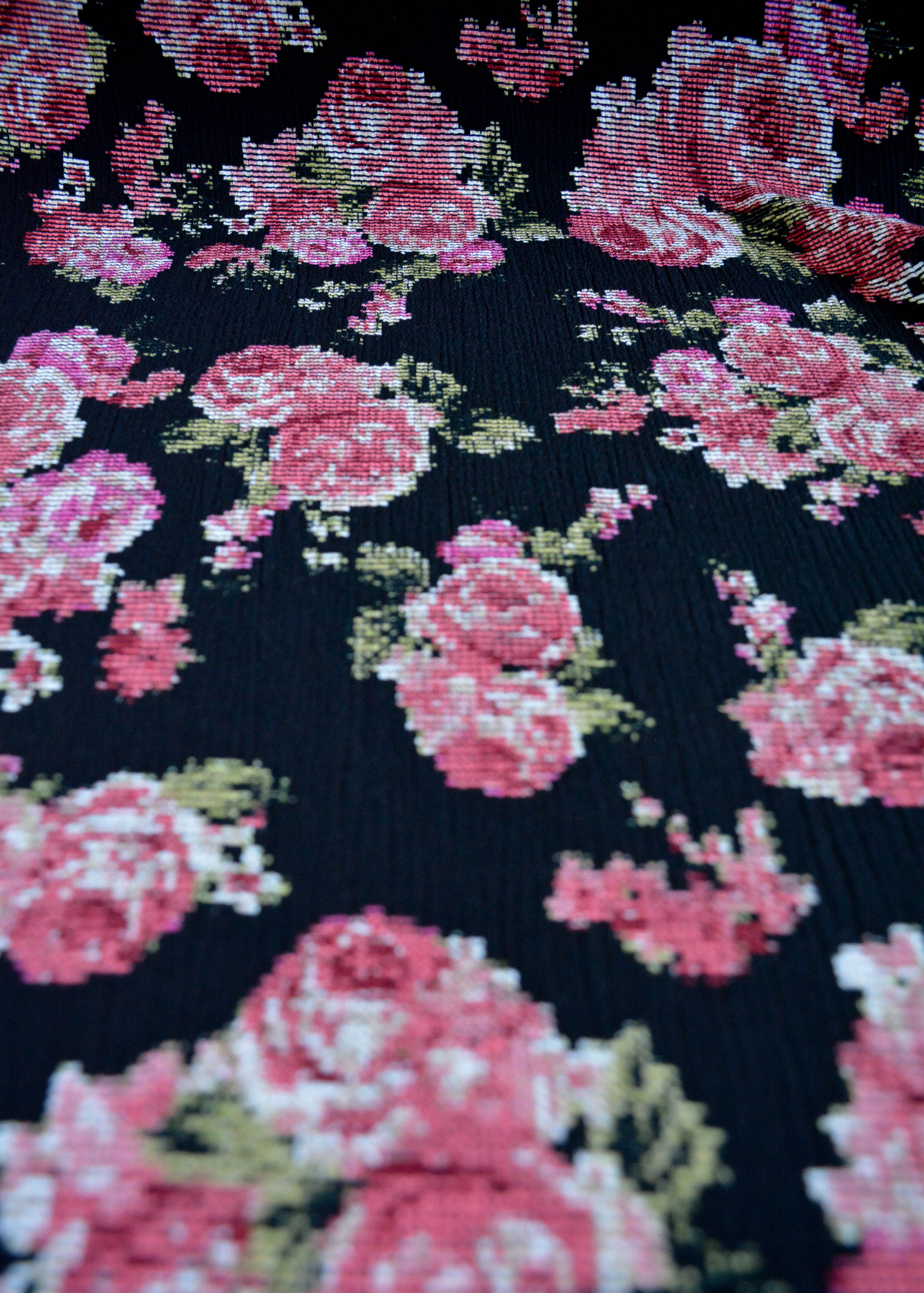 Cross Stitch Rose Crepe Rayon Fabric