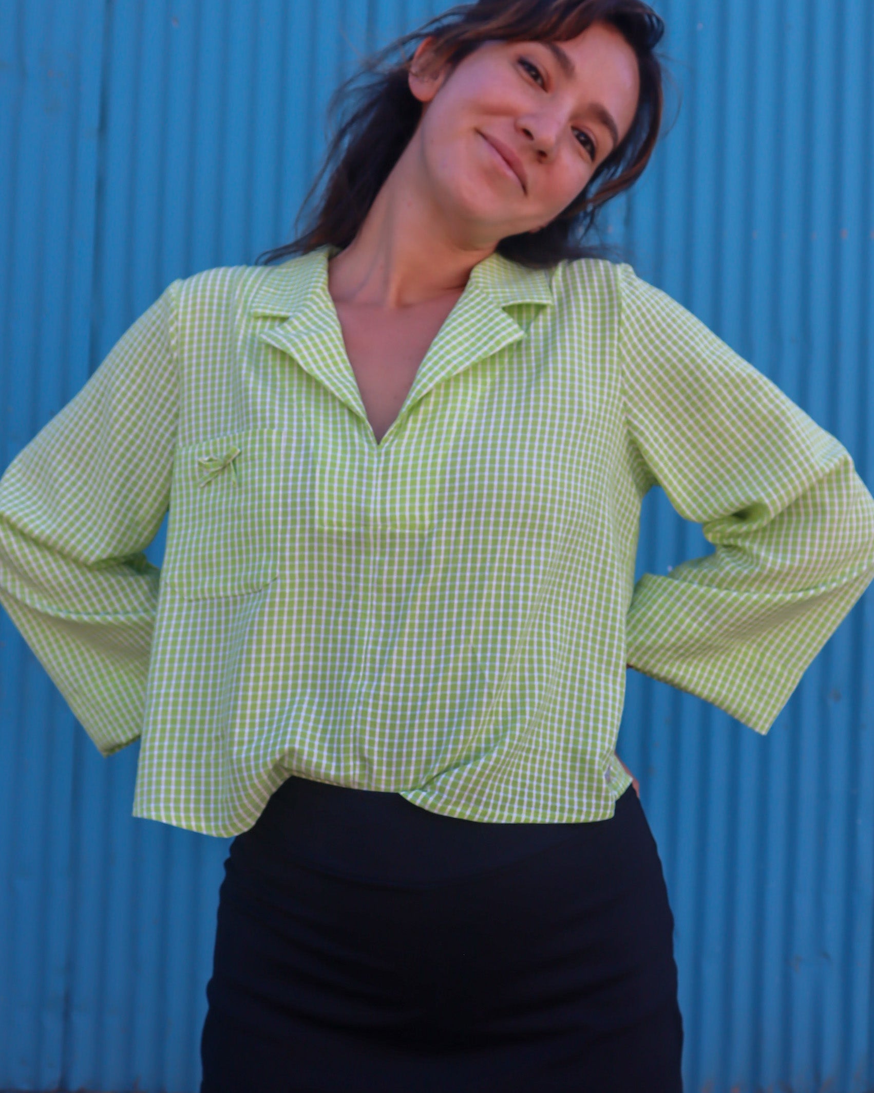 Dressy Check Rayon Fabric Green