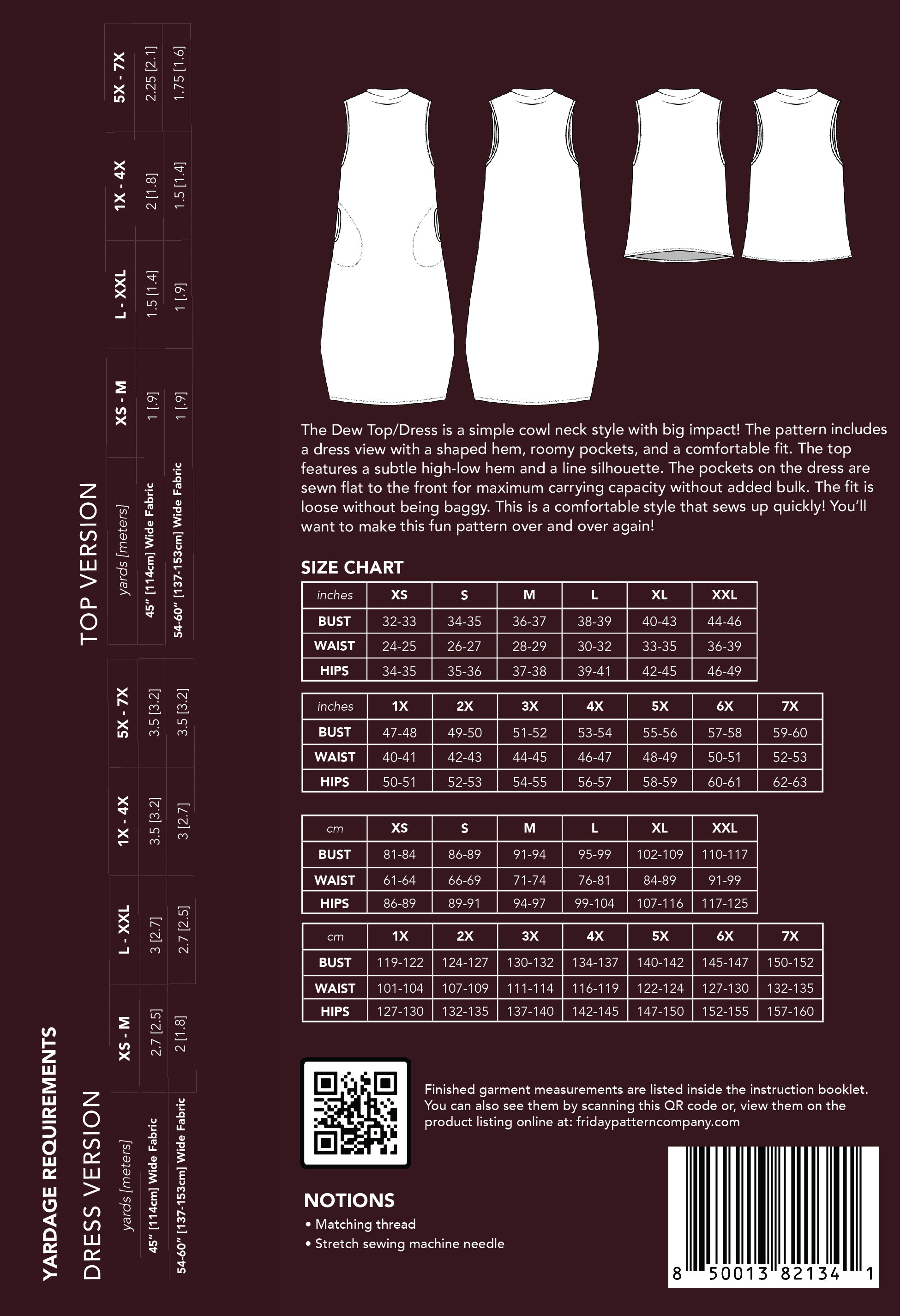 Dew Top and Dress - Printed Pattern