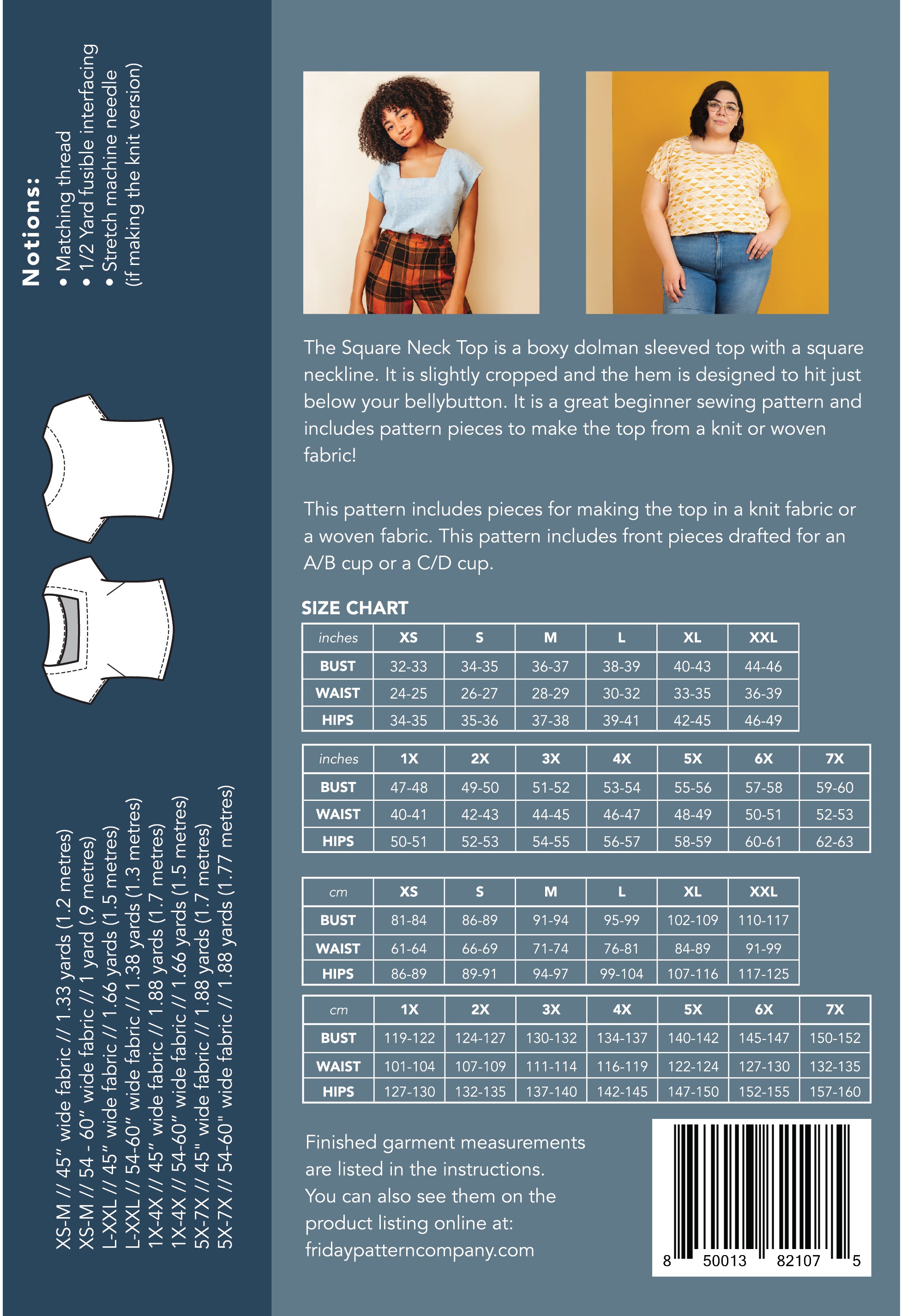 Square Neck Top - Printed Pattern