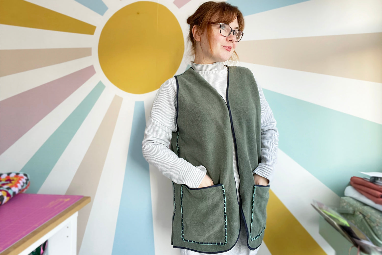 Ilford Jacket Fleece Vest Sewing Hack with Blanket Stitch