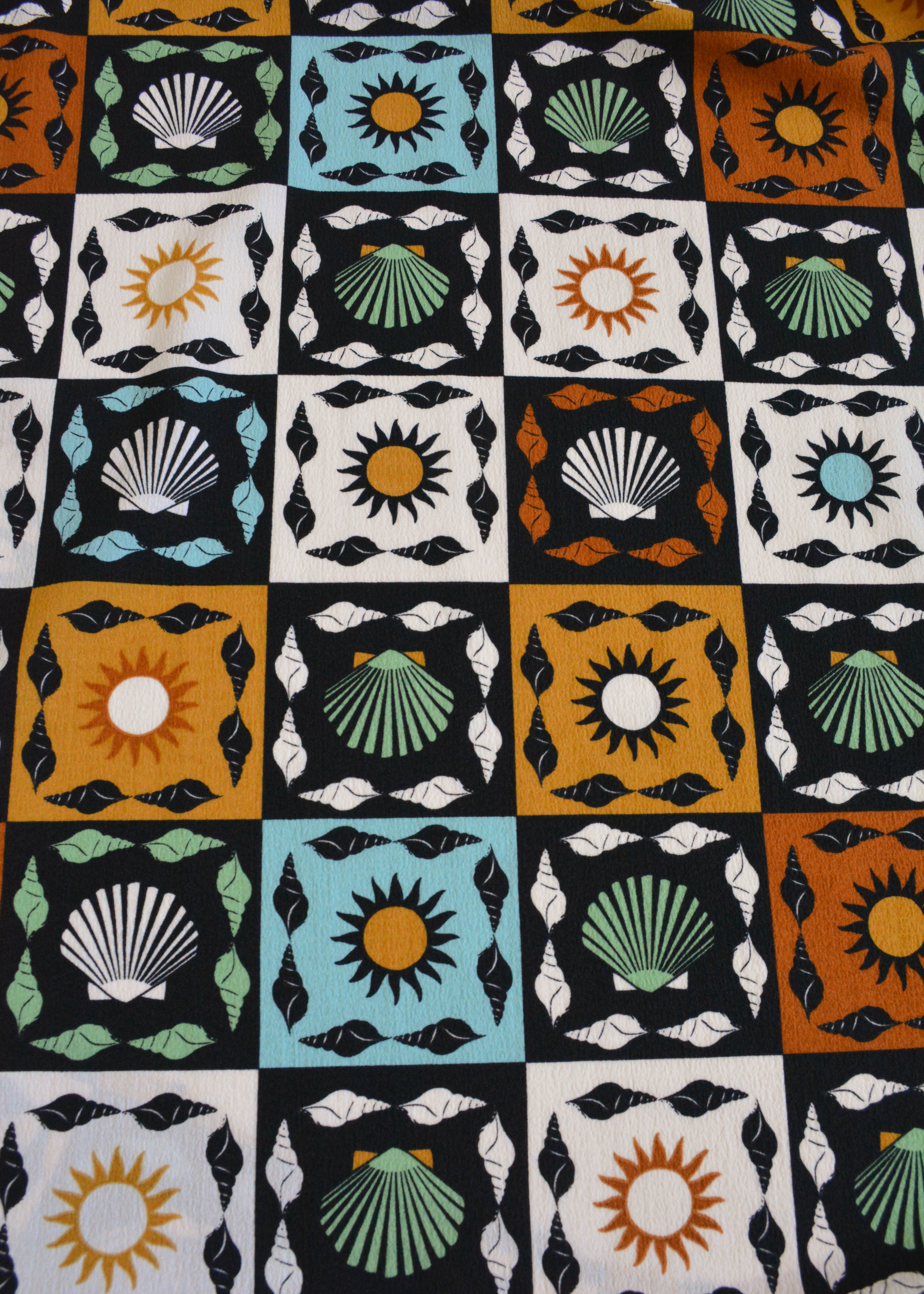 Seashell Squares Fabric