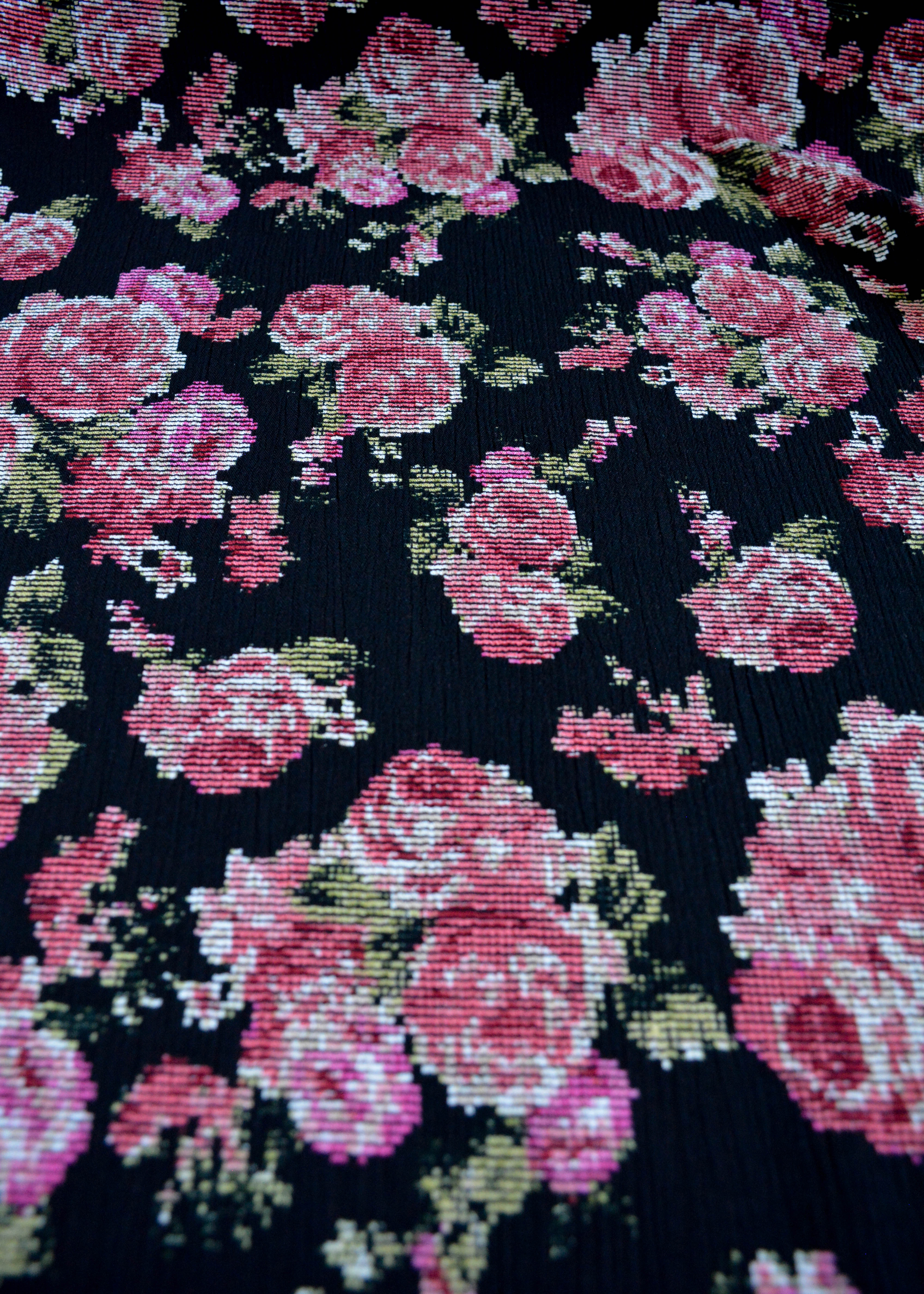 Cross Stitch Rose Crepe Rayon Fabric