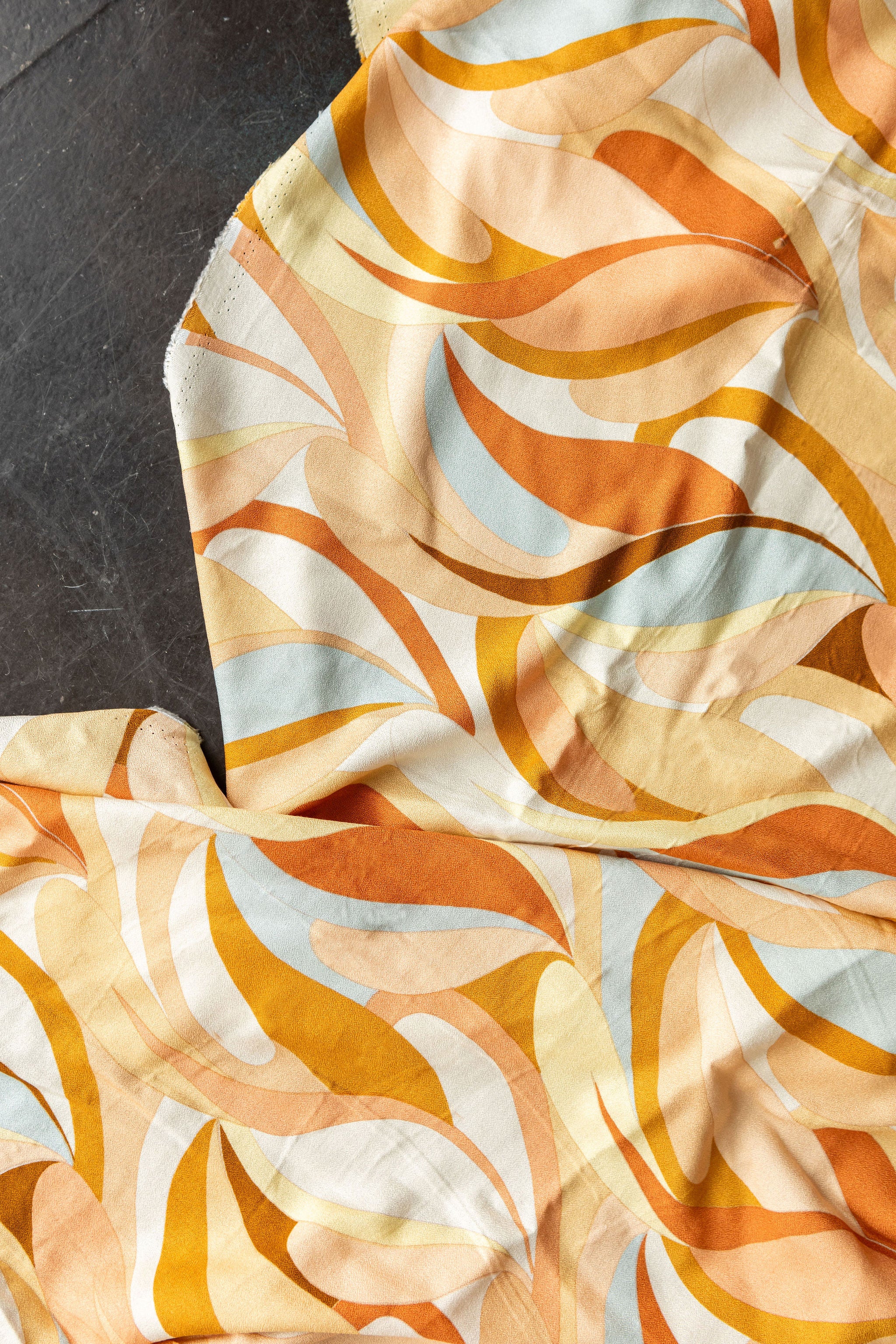 Peach Waves Rayon Crepe Fabric