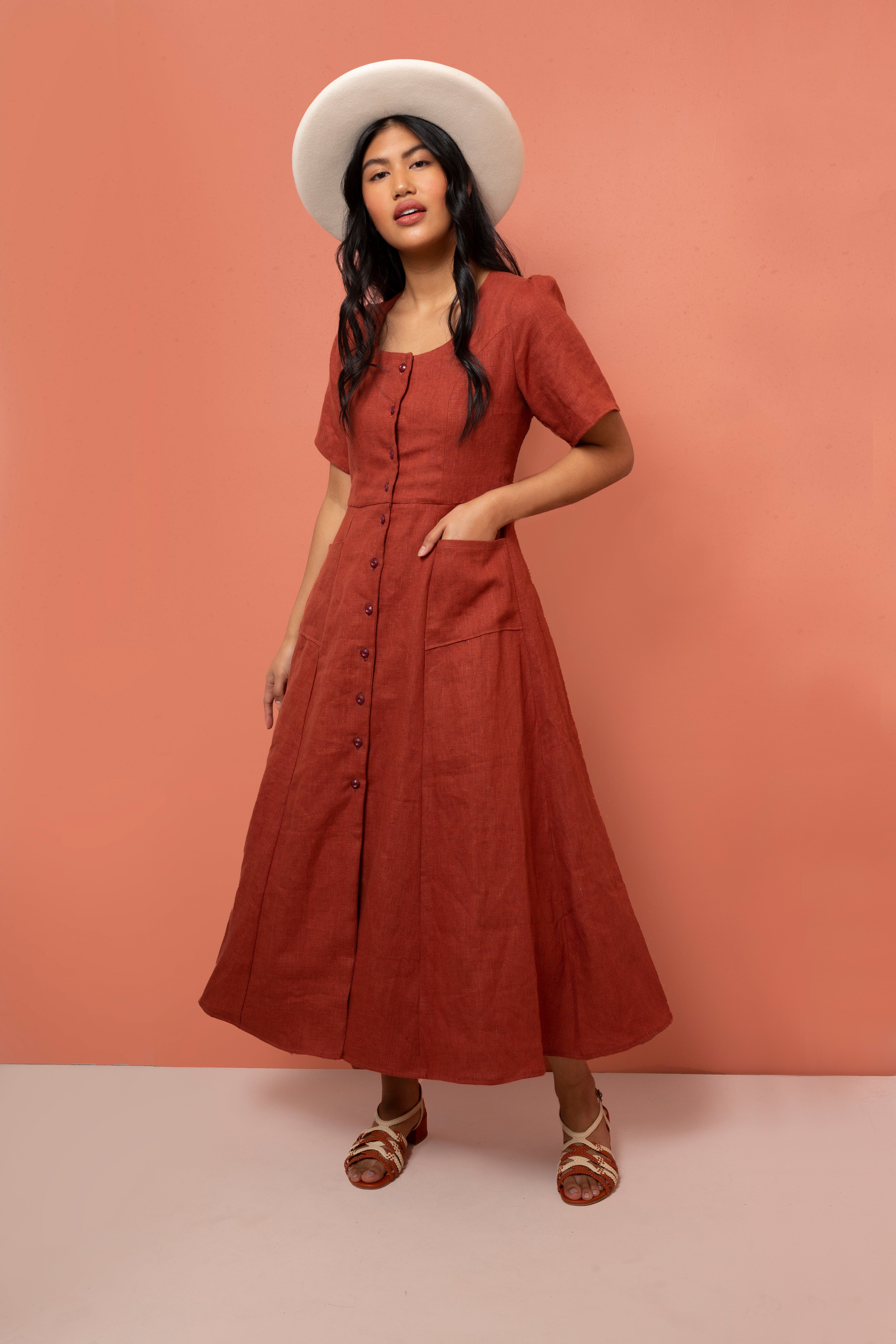 Box Pleated Dress Pattern PDF Dresses Patterns Vintage Dress Pattern Sewing